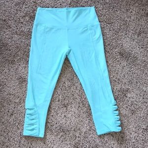Capri-length teal leggings